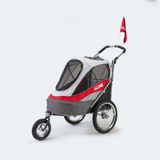 Innopet Sporty Dog Stroller (and Dog Bike Trailer!) - Free Rain Cover - Red/Grey